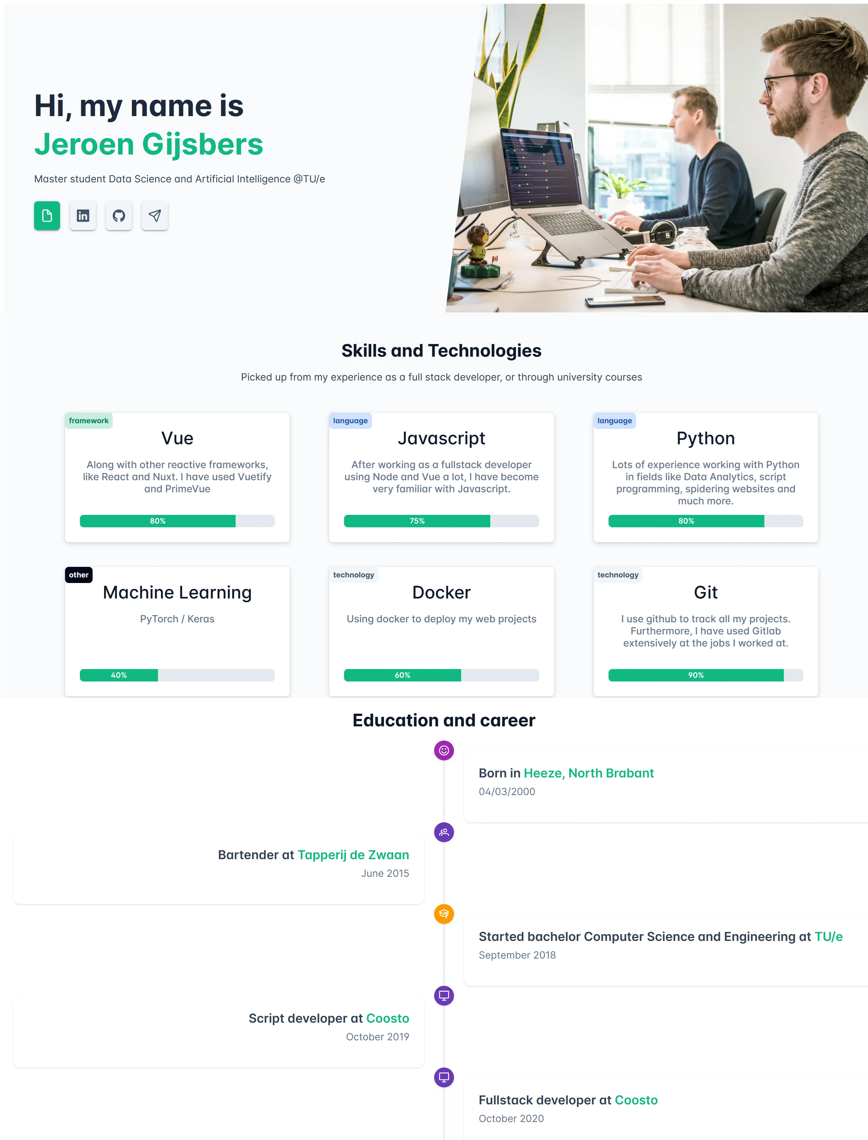 Template voorbeeld: Portfolio Website
