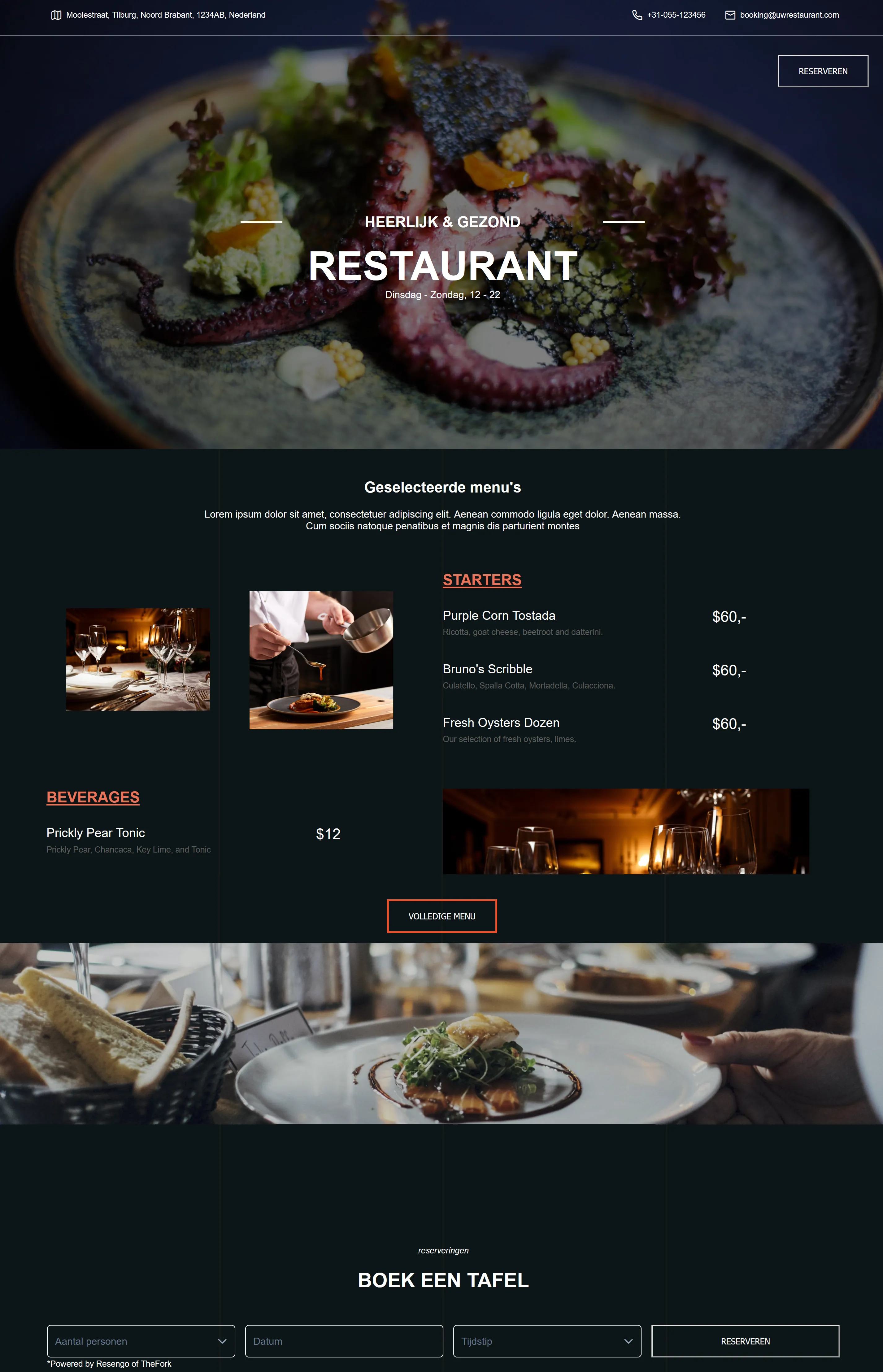 Screenshot van Restaurant websites